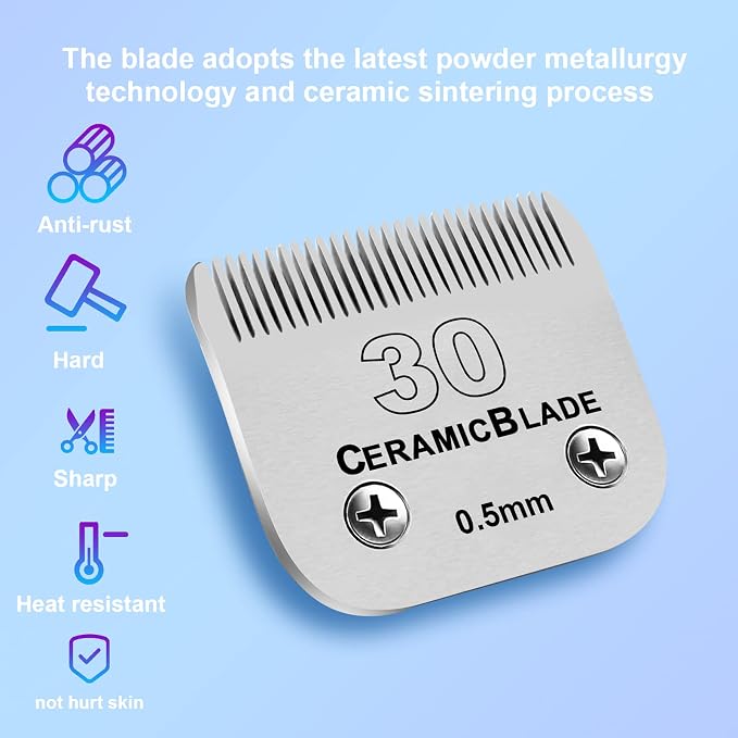 Detachable Ceramic Pet Blades Compatible with Andis & Oster A5 Grooming | Compatible with Andis, Oster A5, Wahl KM10 Series Clippers | 0.25mm-13mm Cut Length, 8 Pack Blades,Silver
