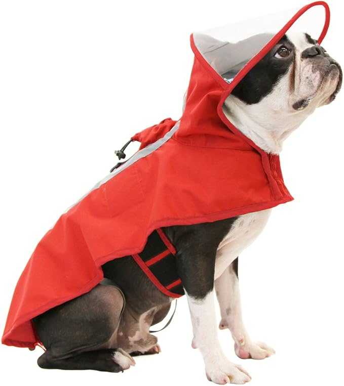 Gooby - Raincoat, Adjustable Rain Cap with See Through Visor, Red, 3X-Large