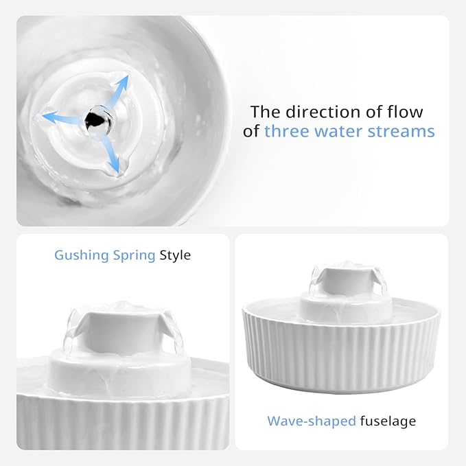 Ceramic Cat Water Fountain, 2.1L/71oz Cupcake Pet Water Fountain | White, Automatic Pet Water Fountain For Cats & Dogs, Double Filtration System, Easy To Clean, 360° Circulating Water Design