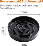 8.66 in Black Ceramic Dog Bowl Slow Feeder for Medium and Large Breed Dogs, Anti-Choking and Slowing Down Eating Time, Heavy Weighted Non-Slip Base