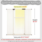 Lumizone 55.12" Extra Tall Pet Gate for Cat Dog 30.12"-59.24" Wide Cream | Extra Tall Cat Gate for Doorway Hallway Stairs Pressure Mounted 1.37" Gap No Drilling Auto-Close Dual-Lock