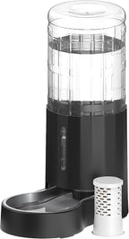 CZPET 2.5 Gallon Dog Water Bowl Dispenser with Filter (9.5L,Black) | With Stainless Steel Bowl Gravity Waterer, Large Capacity and Drinking Area Noise-Free for Pets