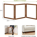 LZRS Clear Dog Gate for Indoor Use - Transparent Pet Fence with Solid Hardwood and Plastic Board, Stylish & Durable freestanding Pet Gate for Doorways, Stairs and Hallways-3 Panel Cherry