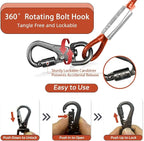 Dog Tie Out Cable - Chew Proof Steel Wire Lead - 360° Tangle Free Outdoor Leash for Pups - Dog Runner Cable for Small to Medium Dogs (Red, 45lbs/30ft)