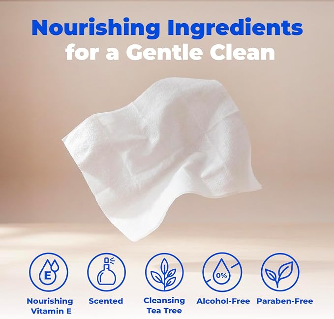 Best Pet Supplies Cleaning Dog Wipes - Cleansing Tea Tree, 100 Count | Tea Tree Scented, Large 8x9" Pet Wipes, Vitamin E, Puppy & Cat Safe, Gentle Grooming, Resealable Pouch Prevents Drying