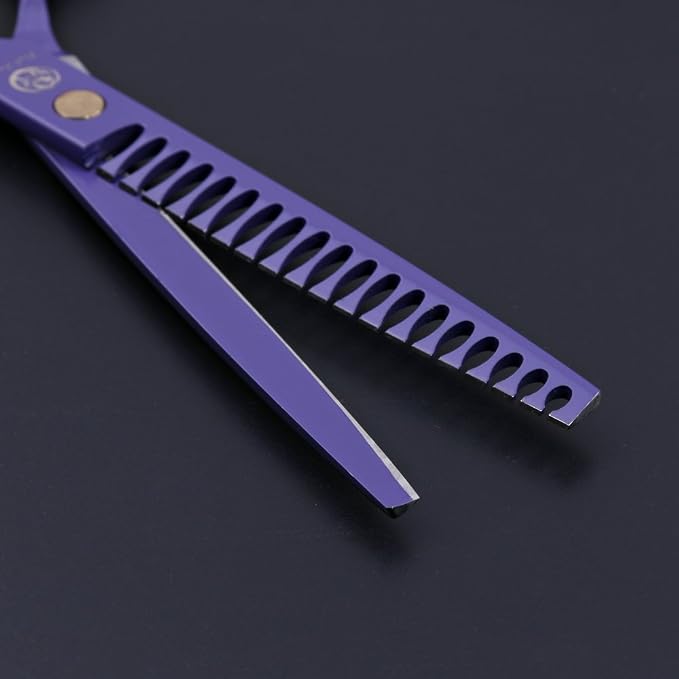 Purple Dragon 7.0 inch Professional Dog Grooming Hair Cutting Scissor | Japan 440C Stainless Steel, for Pet Groomer or Family DIY Use