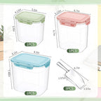 Patelai 6 Pcs Dog and Cat Food Storage Containers with Scoops Set Plastic Pet Food Storage Containers Stackable Airtight Dry for Kitchen 1.27, 2.4, 4 Qt (Pink,Blue,Green)