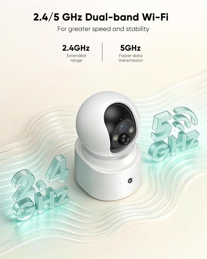 Indoor Camera Wireless, Pet Camera Indoor with Phone App | 4MP Home Cameras Indoor for Dog Kids Elderly Cat, 360° Pan Tilt, Color Night Vision, 2.4/5GHz WiFi, Motion Alerts