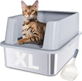 Stainless Steel Litter Box XL-Large High Sided Cat Litter Box | Metal Cat Litter Box with Lid and Scooper, Easy Clean, Non Stick & No Smell-23"x15"x10"