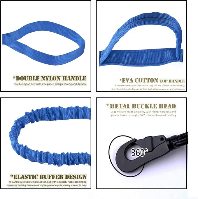 Tactical Dog Collar and Leash Set Adjustable Military Nylon Dog Collar with Control Handle and Heavy Duty Metal Buckle for Large Dogs（Dark Blue M | 1000D Heavy-Duty Nylon Fabric,Quick-Release Metal Buckle,Adjustable Fit,Soft-Padded Webbing,D-Ring,for T...