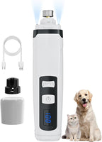 Quiet Electric Pet Nail Grinder with Light for Dogs Cats | Low-Vibration, 2-Speed, 3 Ports for Large Medium Small Pets, Works on Hard/Thick Nails, Professional Grooming Tool