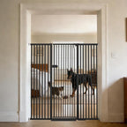 Lumizone Extra Tall Cat Gate 55.12" High 29.92"-59.44" Wide Pet Gate Black | Dog Gate for Doorway Hallway Stairs Pressure Mounted Extra Wide 1.37" Gap No Drilling Auto-Close One-Handed Operation