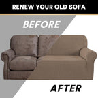 Stretch Sofa Cover Slipcover 1-Piece, Spandex Jacquard Fabric Universal Couch Cover for 3 Cushion, Washable Non Slip Sofa Cover, Pet Friendly (XL Sofa 89"-105",Macchiato)
