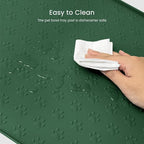 PWTAA Dog Food Mat Anti-Slip Silicone Dog Bowl Mat Thicker Pet Placemat Waterproof Cat Feeder Pad with Raised Edge Puppy Kitten Feeding Mats Suitable Small Medium-Sized Dogs Cats Eating Tray - 2PCS