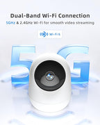 4MP Pet Camera Indoor Security Camera Plug-in 360° Pan Tilt, 5G/2.4G | with Speaker for Dog/Cat Baby Monitor | with Phone App | Motion Tracking, 2-Way Talk,Cloud & SD Card Storage, Upgrade Wi-Fi 6