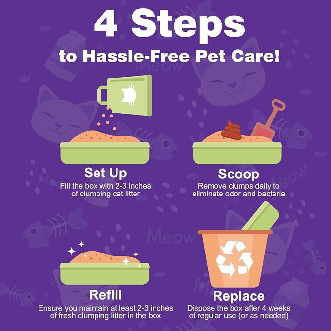 JINVOGREEN Disposable Litter Boxes for Cats, 6 Pack Cat Litter Trays for Travel, Temporary Use, or Liner – Leak-Proof, Eco-Friendly, Easy Clean-Up (16.1" x 12.4" x 3.7")