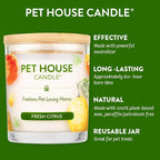 Pet House Candle Value Pack - Plant-Based/Soy - Clean Burning Scented, Long Lasting Pet Odor Candle for Home - Fresh Citrus