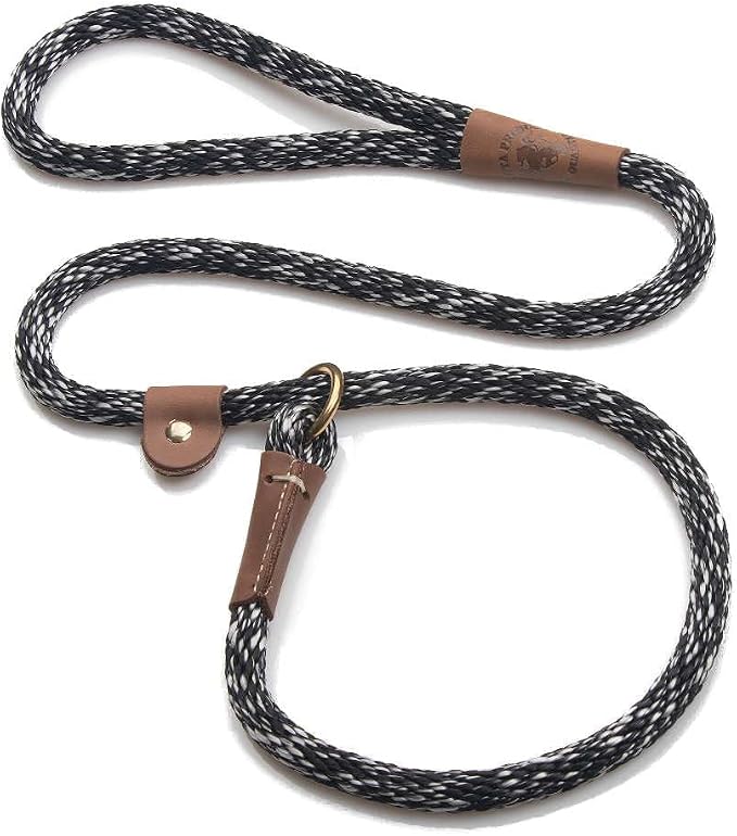 Mendota Pet Slip Leash - Dog Lead and Collar Combo - Made in The USA - Salt and Pepper, 1/2 in x 4 ft - for Large Breeds