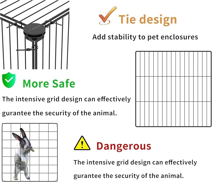 Pet Playpen, Small Animal Cage DIY Wire Fence with Door 15 Panels, Black | Portable Yard Fence for Indoor or Outdoor, for Small Animal, Puppies, Kitties, Bunny, Guinea Pigs, Turtle