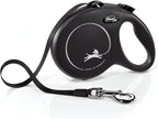FLEXI® Classic Tape Retractable Dog Leash, Large, 16 ft - Black | German engineered, original flexi leash, durable quality for dogs up to 110 lbs, tangle-free, walking, reliable brake system