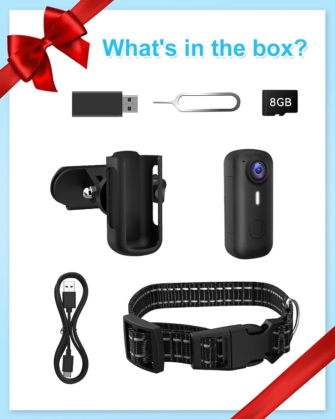 Cat Camera Collar with Phone APP & 1080P HD Video Record,XS-Size Pet POV Cam for Cats & Small Dogs,Mini Small Sports Video Cameras for Pets(Included 8GB SD Card),Pet Supplies Gift for Pet Owners