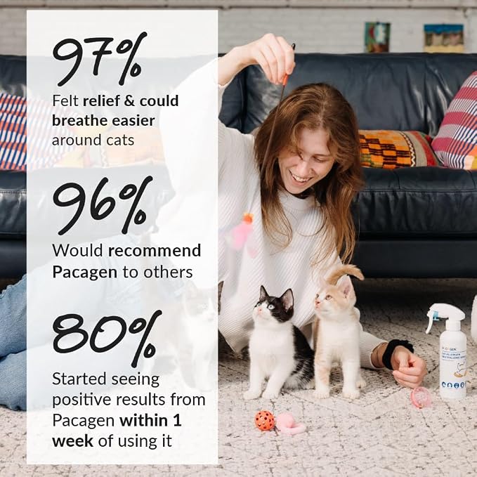 Cat Allergen Neutralizing Spray for Humans | Non-Toxic and Safe, Immediate Results, Easy to Use, and Pet Friendly - A Few Sprays Every 2-3 Days for Relief