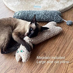 TTcat 14.6 Inch Large Curly Plush Pillow Cat Kicker Toy with Catnip Silvervine Powder, Soft Stuffed Cat Chew Toy with Tail, Interactive Toy for Indoor Cats and Kittens(Beige). - Image 4