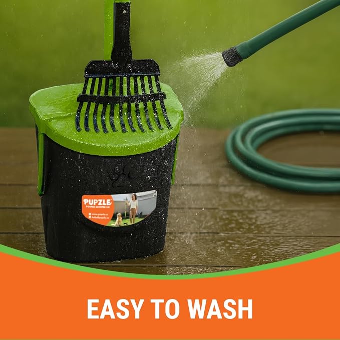 Pupzle Dog Pooper Scooper with Bag Attachment, 40" Long Handle Dog Scooper | Dog Poop Scoop for Yard, Large Capacity Swivel Bin and Rake Pooper Scooper, Lavender Scented Bags for Large Dogs (Green)