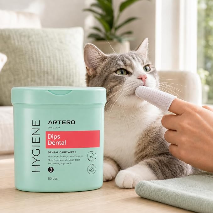 ARTERO Disposable Teeth Cleaning Wipes for Dogs and Cats - 50 Wipes