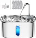 Cat Water Fountain Stainless Steel for Cats Indoor 2.5L 85oz by BPA-Free SUS304, Effective 6-Layer Filter Cat Fountain for Drinking 20dB Ultra Quiet Metal Pet Water Fountain (Fountain+4 Filters)