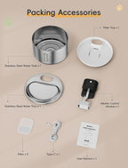 Stainless Steel Cat Water Fountain, Cordless Fountain for Cat & Dogs Indoor | 135fl.oz/4L Capacity, 4000mAh Battery, ultra-quiet