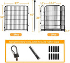 Getlay Garden Fence with Gate 36 in(H)×27 in(L) 4 Panels, Heavy Duty Iron Animal Barrier Fence, Rabbit Fence for Garden, Suitable for Indoor Pet Or Outdoor Dog Fencing, Total 8.9 Ft(L), Black