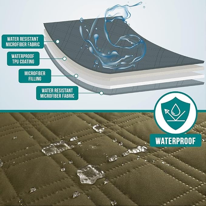 PetAmi Waterproof Couch Cover for Dog Nonslip Bed Sofa Blanket, 68x82 Green | Leakproof Furniture Protector for Pet Cat, Machine Washable Pee Proof Mat for Chair Car Seat, Durable & Anti Slip Backing
