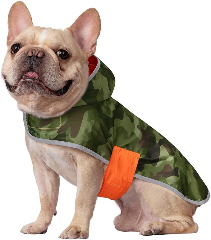 HDE Reversible Hooded Dog Raincoat Slicker Poncho for Small Medium Large Dogs - Camo Orange - M - Polyester
