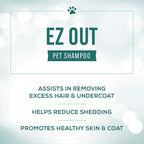 Nature's Specialties EZ Out Ultra Concentrated Deshedding Dog Shampoo for Pets, Makes up to 2 Gallons, Natural Choice for Professional Groomers, Removes Unwanted Hair, Made in USA, 16 oz