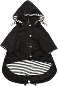 Morezi Dog Zip Up Raincoat with Reflective Buttons, Rain/Water Resistant, Adjustable Drawstring, Removable Hood, Raincoats with Legs 8lbs to 80lbs Available - Black - XL
