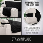 Sofa Shield® Couch Recliner Covers for Dogs, Reversible Furniture Protector with Strap, Stain and Tear Resistant Cushion Cover, 28 inch Seat, Machine Washable Slipcover Pets, Cats, Black Gray