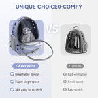 Cawypety Cat Backpack Carrier, Breathable Cat Carrier Large Space Bubble Pet Backpack for Kitty Small Dog up to 12lbs, Transparent & Foldable Pet Carrier for Travel Hiking (Blue