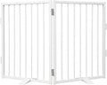 Snagle Paw Full Metal Freestanding Dog Gate,Indoor Pet Gate with Floor Protect Support Feet, 40x32 Inches Foldable Dog Fence for Stairs, Hallways and Doorways (32'' H 2 Panel, White