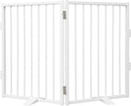 Snagle Paw Full Metal Freestanding Dog Gate,Indoor Pet Gate with Floor Protect Support Feet, 40x32 Inches Foldable Dog Fence for Stairs, Hallways and Doorways (32'' H 2 Panel, White