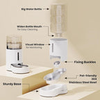 CZPET Dog Water Bowl Dispenser 5L, Wider Mouth Gravity Refilling (White) | Automatic Cat Waterer with Removable Stainless Steel Bowl, Upgraded Brush, Easy Cleaning, Large Drinking Area for Multi-Pet
