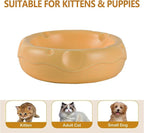 6.3 Inch Ceramic Cat Bowls with Food Mat, 3D Cheese Shapes | Extra Wide Food & Water Bowls 300 ml, High Capacity for Small Dogs & Cats, Dishwasher and Microwave Safe