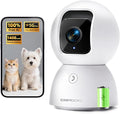 3K 5G Wi-Fi Security Camera Indoor, Backup Battery for Power Outage Protection, Free AI Tracking Facial ID, 5MP Pet/Dog Camera w/ Speaker & Phone App, PTZ Baby Monitor, 0-Glow Night Vision, 2-Way Talk