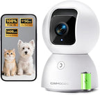 3K 5G Wi-Fi Security Camera Indoor, Backup Battery for Power Outage Protection, Free AI Tracking Facial ID, 5MP Pet/Dog Camera w/ Speaker & Phone App, PTZ Baby Monitor, 0-Glow Night Vision, 2-Way Talk