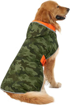 HDE Reversible Hooded Dog Raincoat Slicker Poncho for Small Medium Large Dogs - Camo/Orange - 3XL - Polyester
