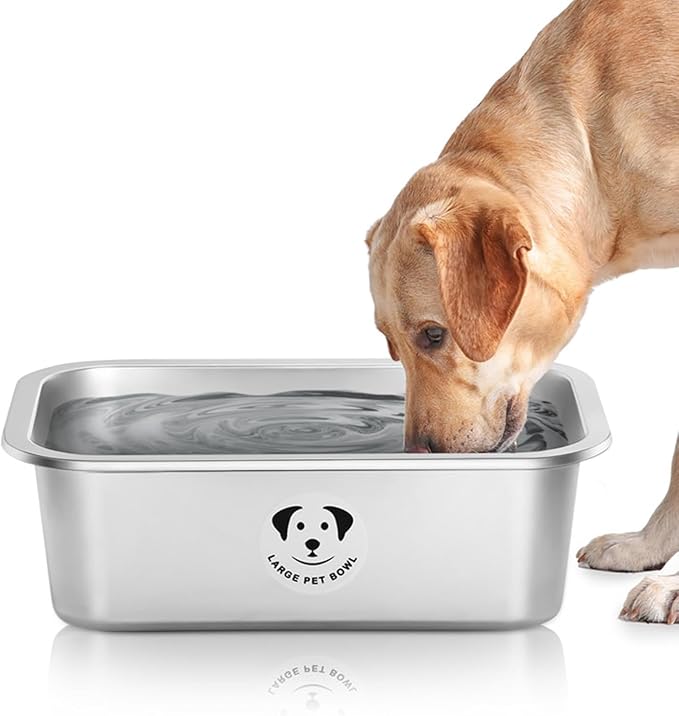 Stainless Steel Dog Bowls for Large Dogs, High Capacity Metal Dog Food Bowls, Food and Water Bowl for Larges, X-Large, and Big Dogs 4.2 Gallons