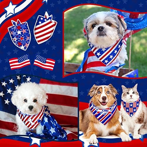 30Pcs 4th of July Dog Bandanas Bulk American Flag Pet Scarf Holiday Puppy Bandanas Washable Adjustable Patriotic Dog Bandana for 250th Anniversary Independence Day Sport Event Small Large Pet Grooming - Image 4