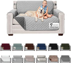 Sofa Shield® Couch Loveseat Covers for Dogs, Reversible Furniture Protector with Strap, Stain and Tear Resistant Cushion Cover, 54 inch Seat, Machine Washable Slipcover Pets, Cats, Light Gray Charcoal