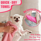 Cat Brush Towel 3pcs Grooming Kit - Bath Brush for Long-Haired Cats, Cat Brush for Indoor Cats with Flea Comb, Pink