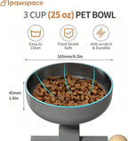Raised Cat Bowl,Elevated Cat Bowl Stand with 3-Level Height,Grey | 25 OZ Large Capacity,304 Stainless Steel,5.6''/6.2''/6.8'' Height Elevated,0-17.5° tilt Neck-Friendly,Cats and Puppy